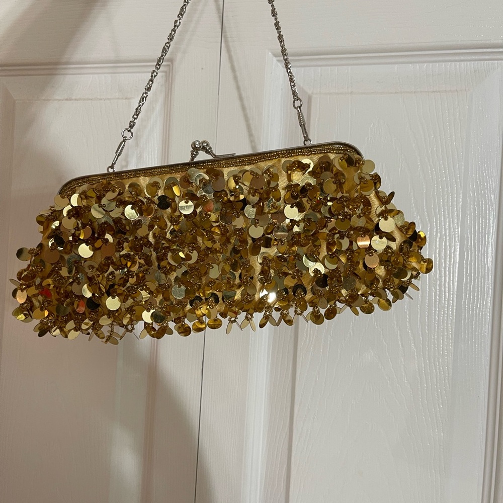 Gold Sequin Evening Clutch